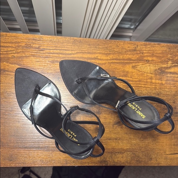 Saint Laurent Black Strappy Heeled Sandals - Picture 4 of 12